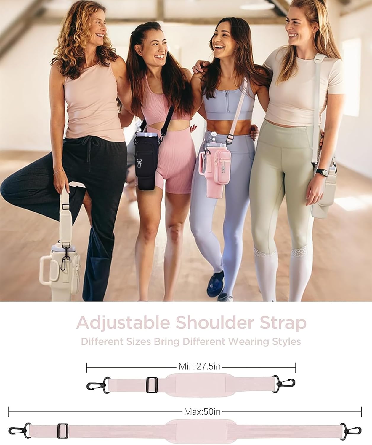 Matching Water Bottle Carrier Pouch with Phone Pocket & Adjustable Strap