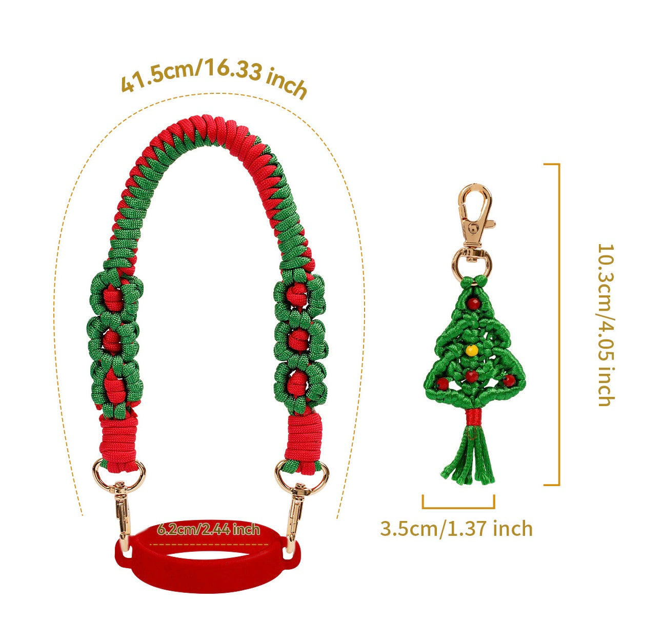 Christmas Braided Carry On Cup Strap