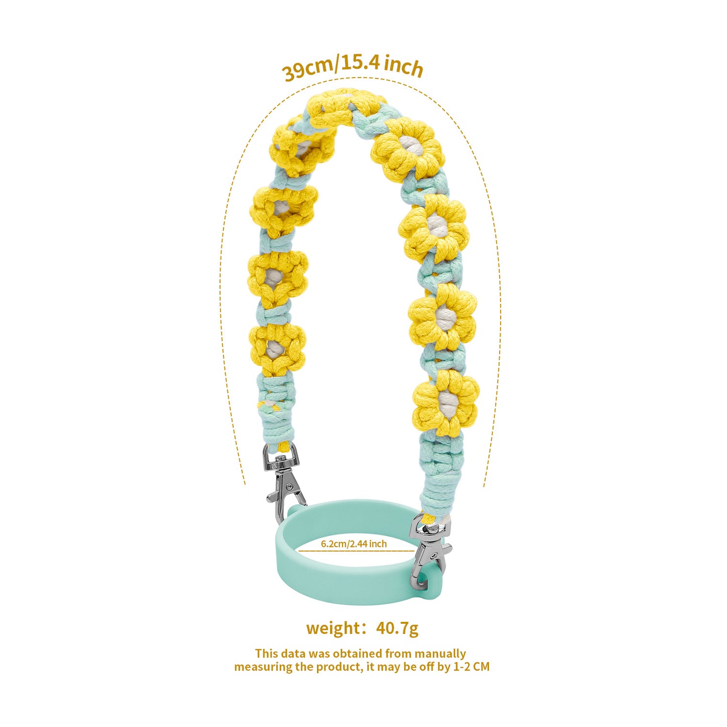 Woven Daisy Water Bottle Strap