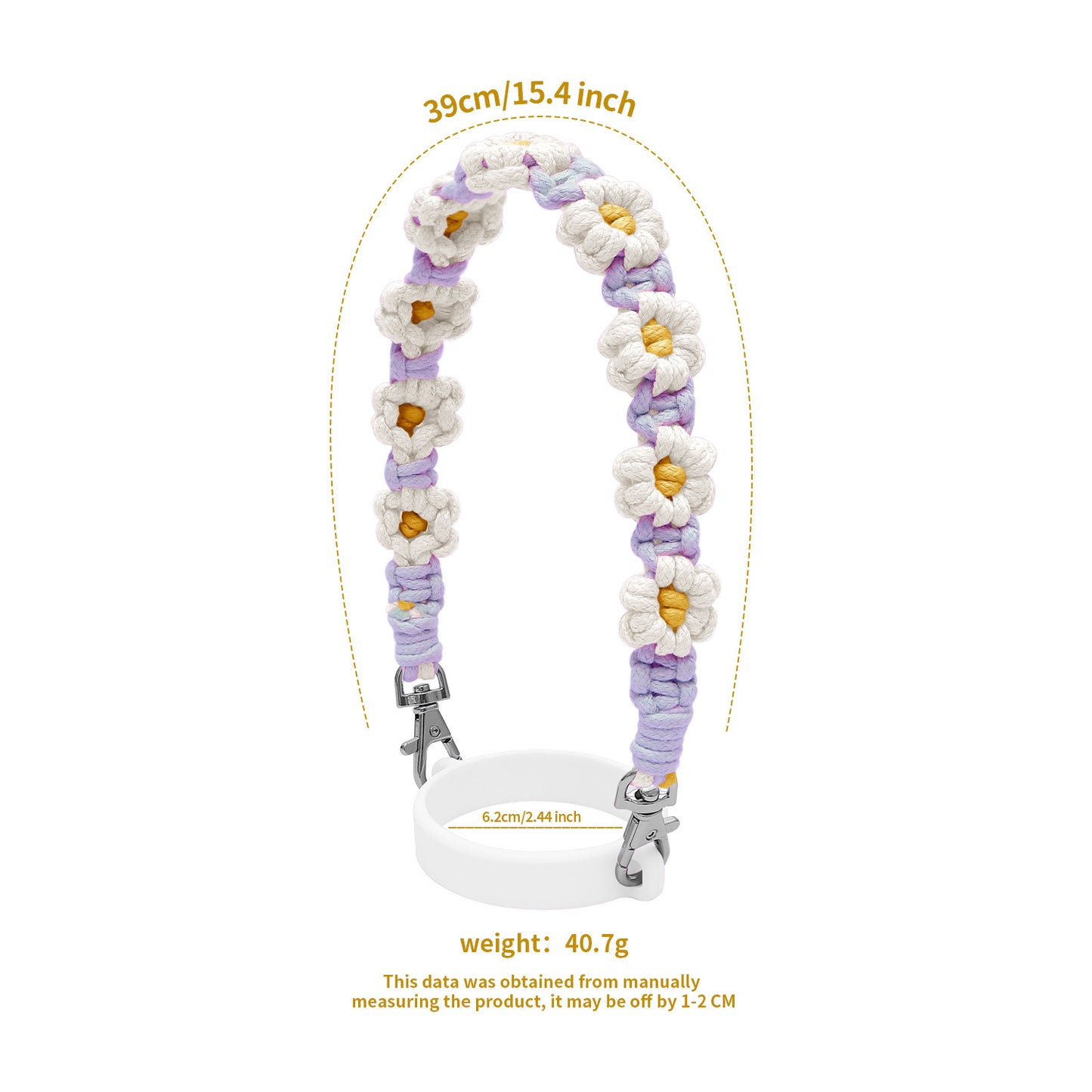 Woven Daisy Water Bottle Strap