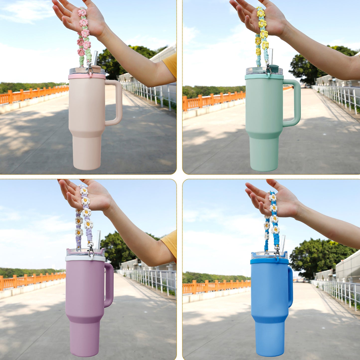 Woven Daisy Water Bottle Strap