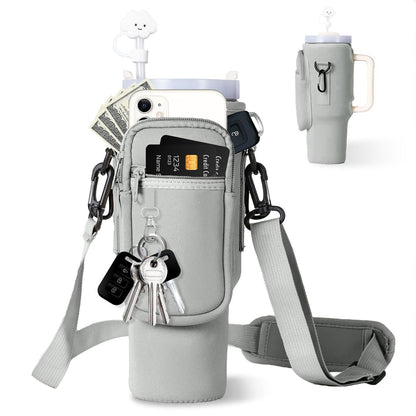 Matching Water Bottle Carrier Pouch with Phone Pocket & Adjustable Strap