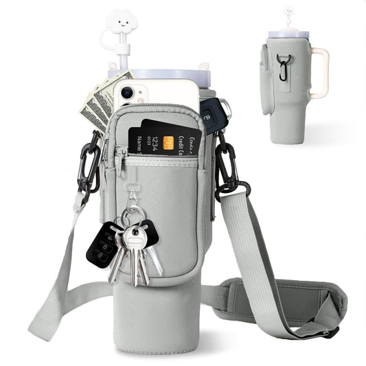 Matching Water Bottle Carrier Pouch with Phone Pocket & Adjustable Strap
