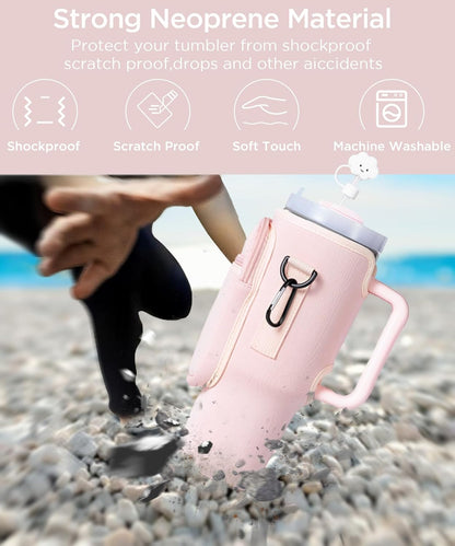 Matching Water Bottle Carrier Pouch with Phone Pocket & Adjustable Strap