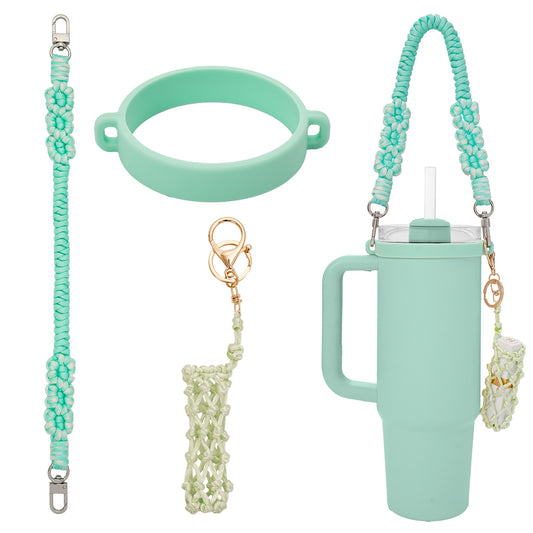 Boho Daisy Cup Handle Strap Set – 3PCS Handwoven Cotton Accessories